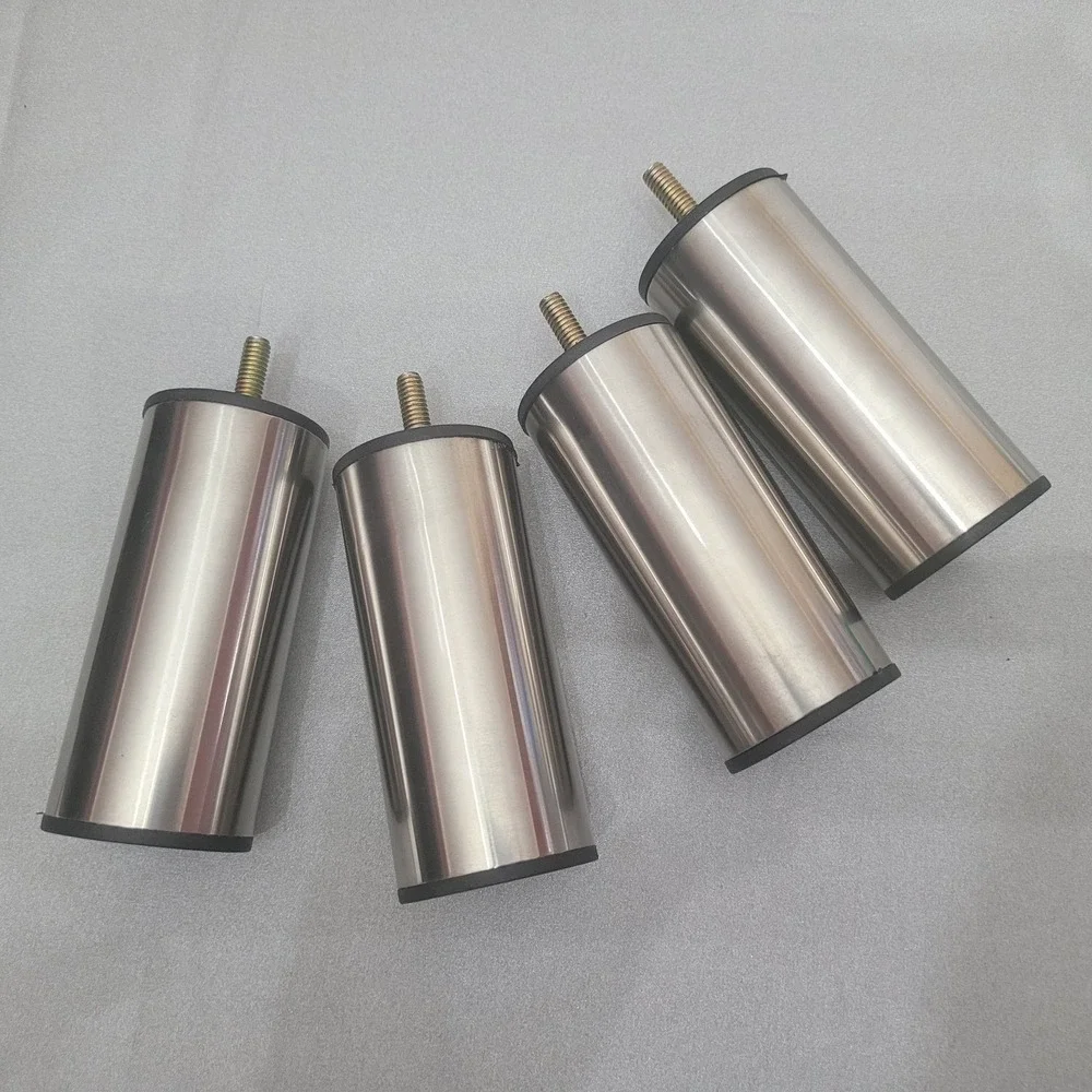 Set‎ of 4 Stainless Steel Furniture Legs 4.5 In, Cylinder Cabinets Sofa Tables